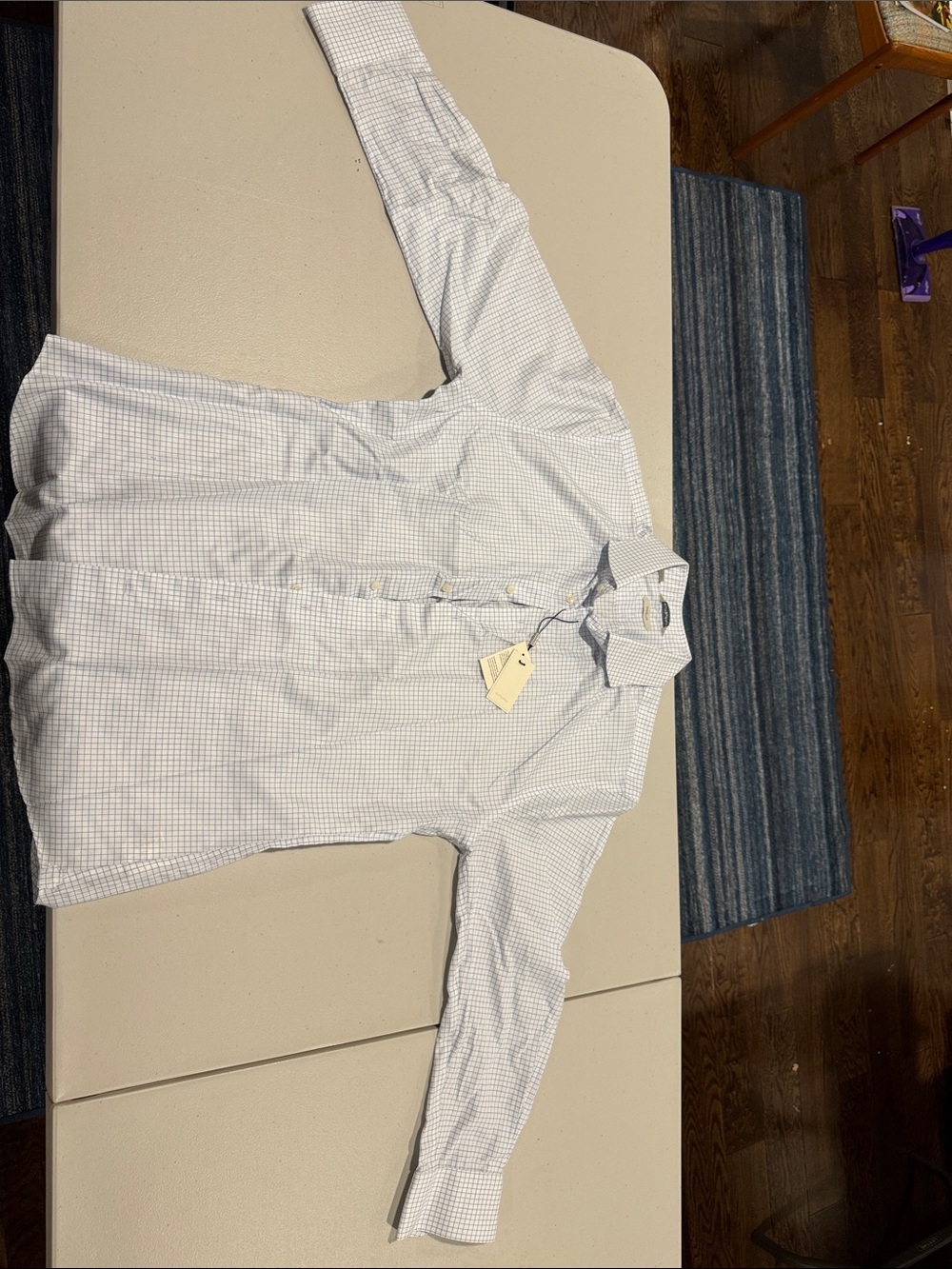 Suitsupply White and Light Blue Check Dress Shirt